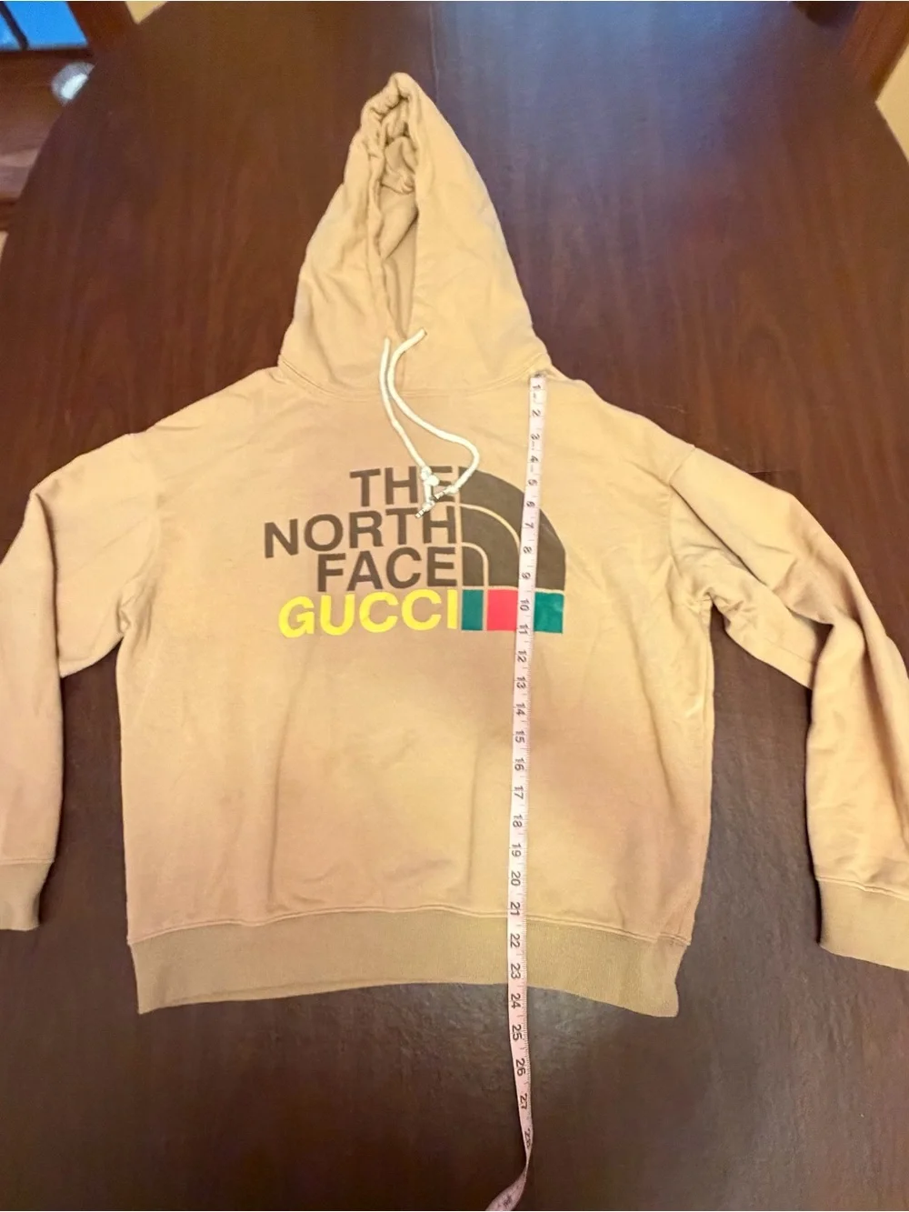 Authentic Gucci x The North Face Beige Logo Hoodie XL Made in Italy